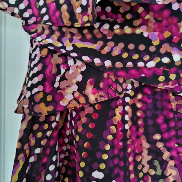 BCBGMAXAZRIA Azalea Dress Tiered Ruffle Silk Ombre Polka Dot Cocktail - Picture 7 of 9